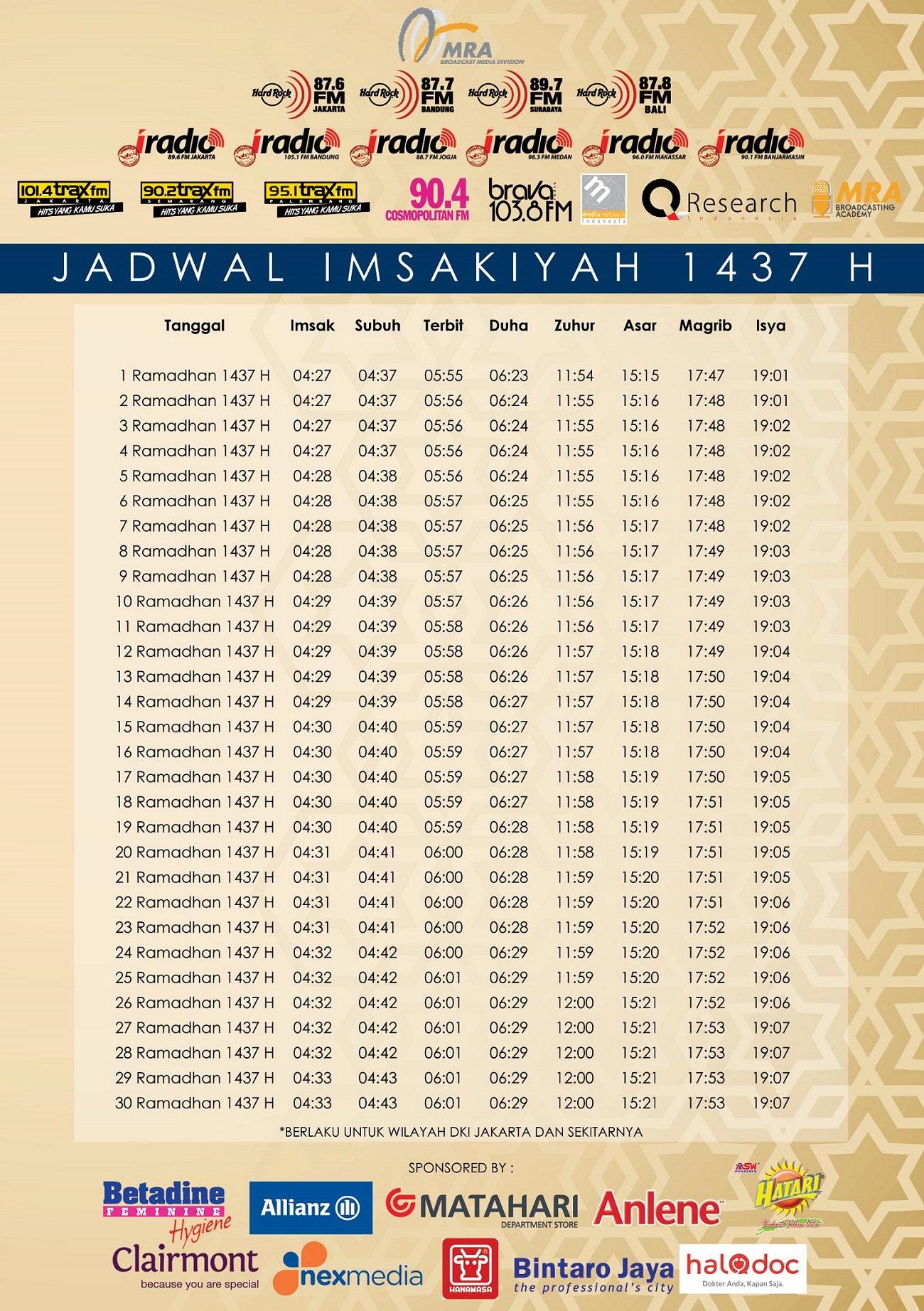 Jadwal Imsakiyah 2016